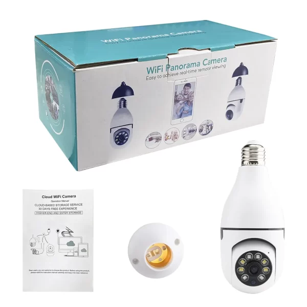 360 Panoramic Wifi Light Bulb Surveillance Cam PTZ IP Camera Night Vision Motion Detection Smart Home