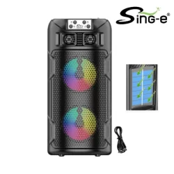 Parlante 4″x2 Bluetooth / MicroSD / USB / 16W / Panel Solar Para Carga / Sing-e ZQS4275 - Imagen 1