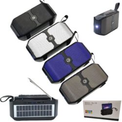 Parlante Solar Bluetooth / Radio FM / Aux 3.5MM / USB / MicroSD / Linterna / Soporte Para Celular - Imagen 1