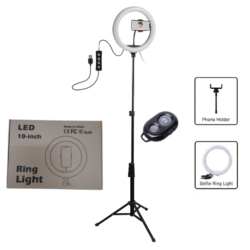 Aro Luz Led 26cm Con Soporte + Trípode 2.1mt + Bluetooth