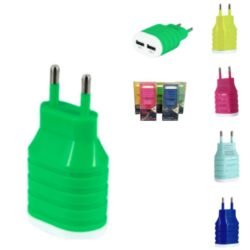 Cargador De Pared Doble USB 2.1A De Colores - Imagen 1